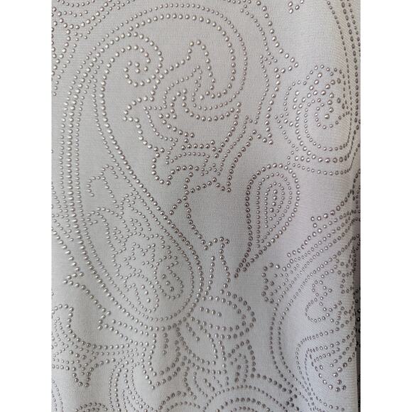 Susan Graver Liquid Knits Gray Beaded Paisley Top Womens‎ Size 1X Flare Sleeves - Picture 2 of 8